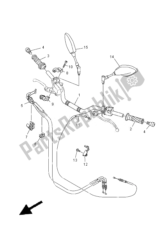 All parts for the Steering Handle & Cable of the Yamaha MT 07A 700 2014