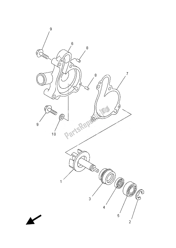 All parts for the Water Pump of the Yamaha YFZ 450 Rsed 2013