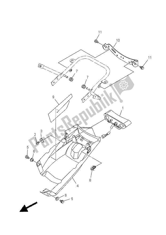 All parts for the Taillight of the Yamaha YFM 700R 2015