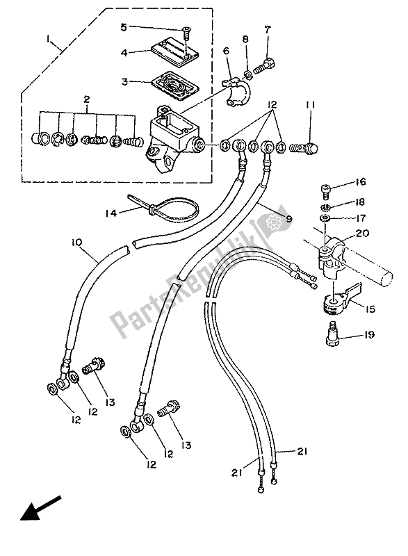 Tutte le parti per il Pompa Freno Anteriore del Yamaha TZ 250 1989