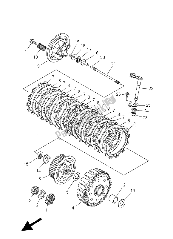 All parts for the Clutch of the Yamaha YZ 250F 2013