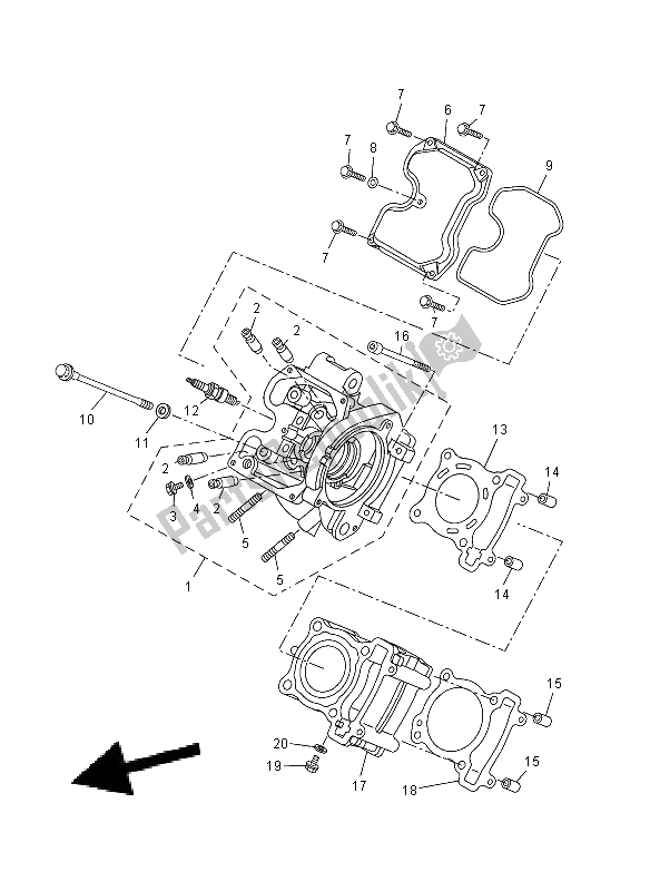 All parts for the Cylinder Head of the Yamaha YZF R 125 2008