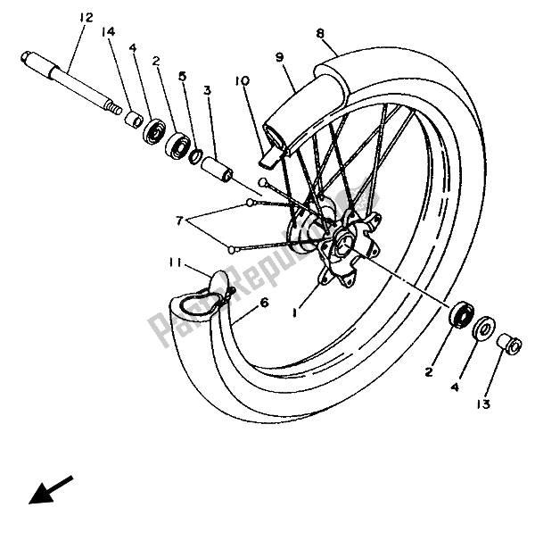 Tutte le parti per il Ruota Anteriore del Yamaha YZ 125 LC 1993