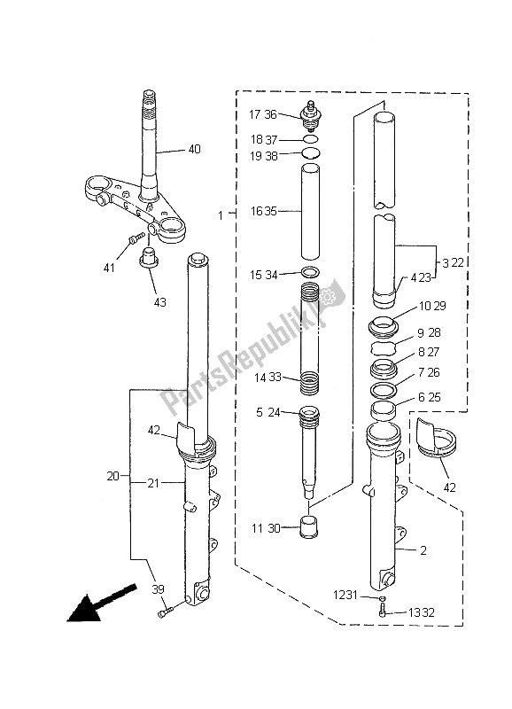 Wszystkie części do Przedni Widelec Yamaha FZS 600 2000