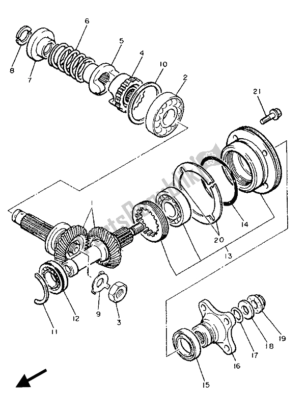 Toutes les pièces pour le Engrenage D'entraînement Moyen du Yamaha XJ 900F 1989