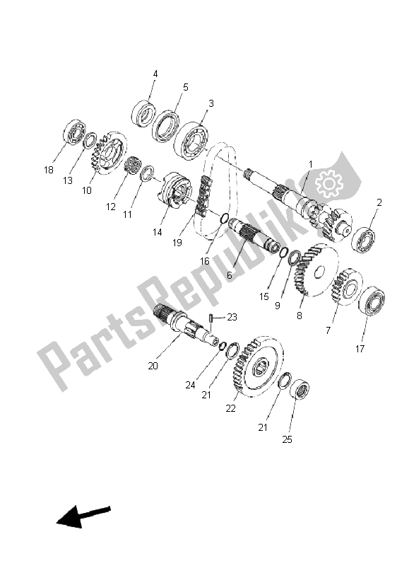 Todas las partes para Transmisión de Yamaha YFM 350 Grizzly 2X4 2011