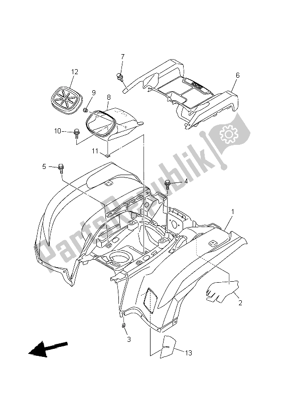 All parts for the Rear Fender of the Yamaha YFM 700 Fwad Dpbse Grizzly 4X4 2014