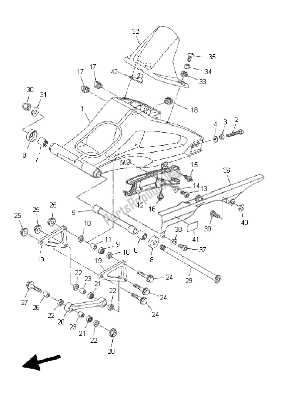 Tutte le parti per il Braccio Posteriore del Yamaha FZ8 N 800 2011