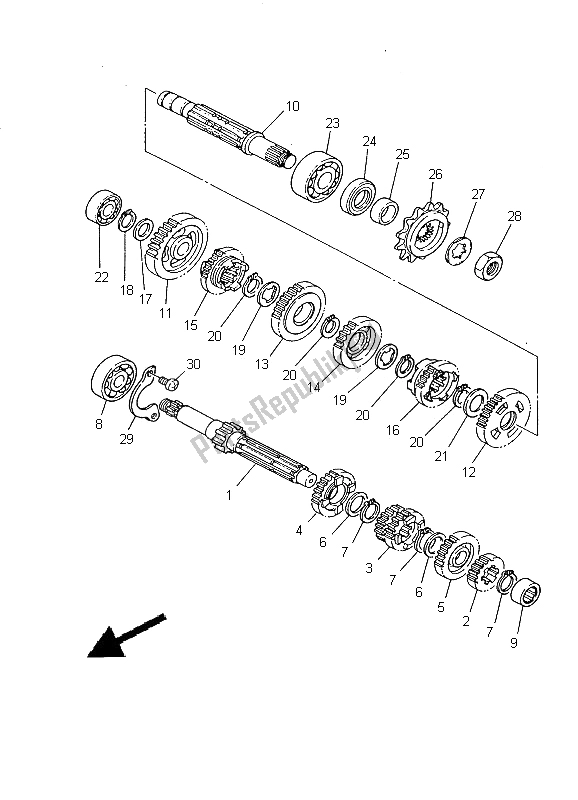 All parts for the Transmission of the Yamaha DT 125R 2000