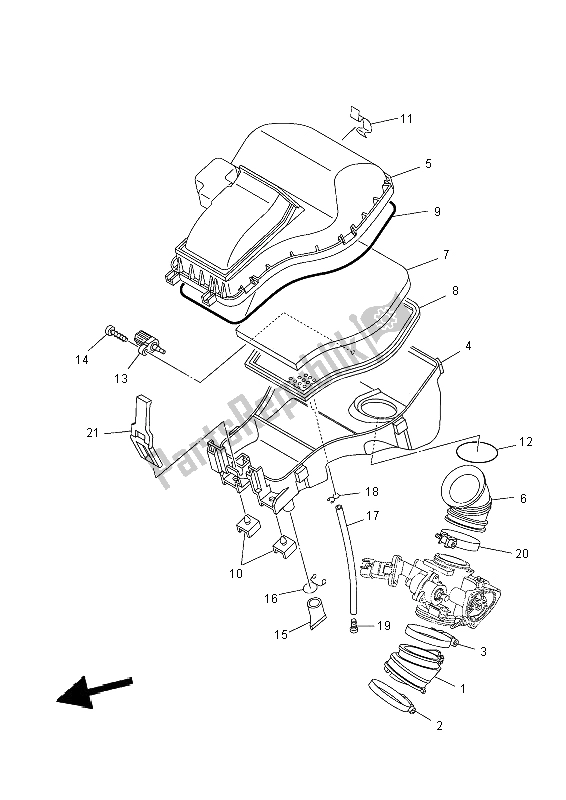 All parts for the Intake of the Yamaha YFM 700 FWA Grizzly 4X4 2014