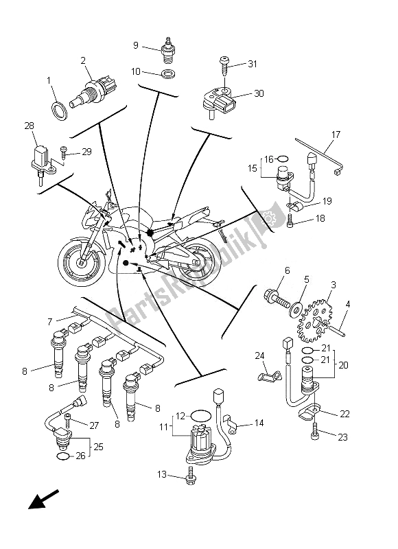 Tutte le parti per il Elettrico 1 del Yamaha FZ8 S 800 2013