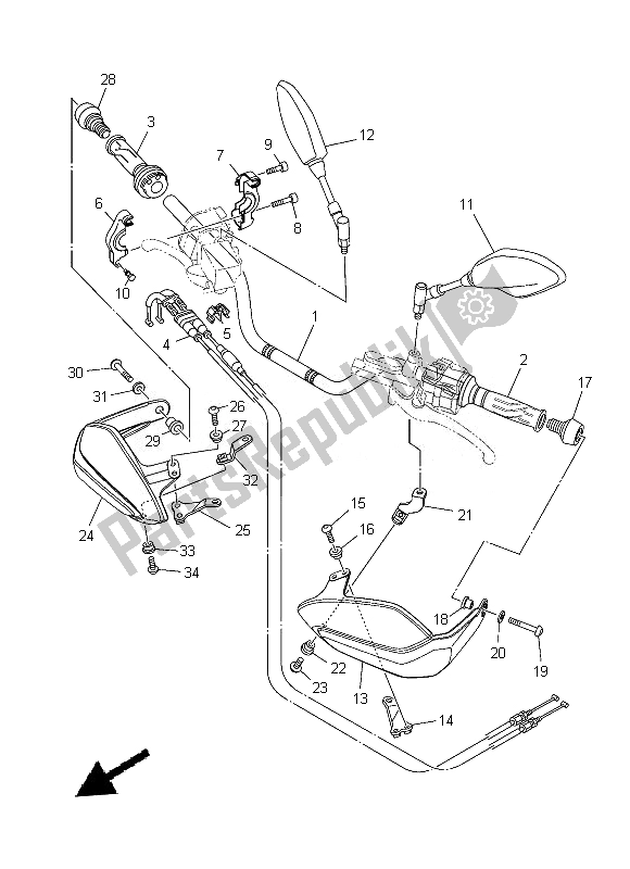 All parts for the Steering Handle & Cable of the Yamaha XT 1200Z 2014