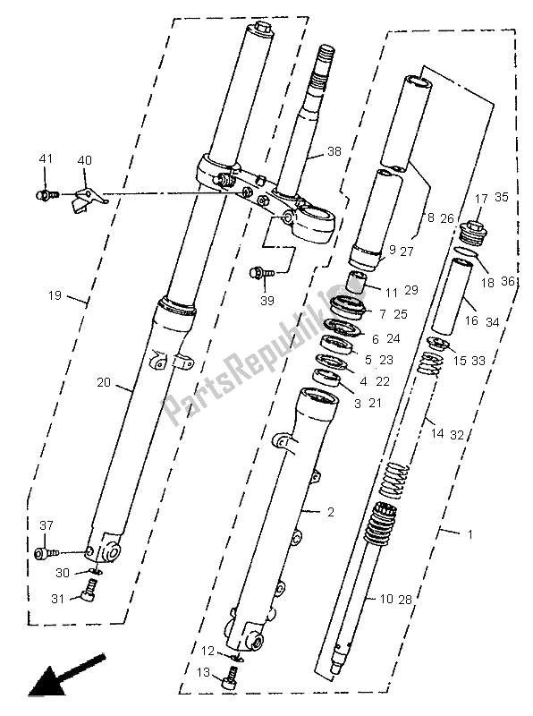 Wszystkie części do Przedni Widelec Yamaha TDR 125 1998