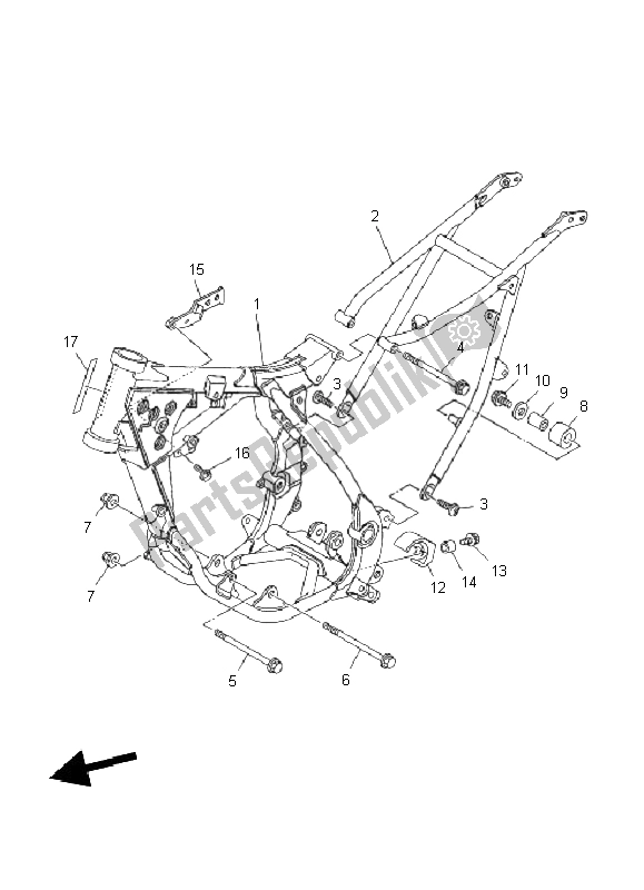 Tutte le parti per il Telaio del Yamaha YZ 85 SW LW 2011