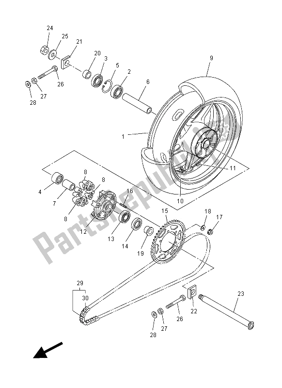 Todas as partes de Roda Traseira do Yamaha FZ1 S 1000 2012