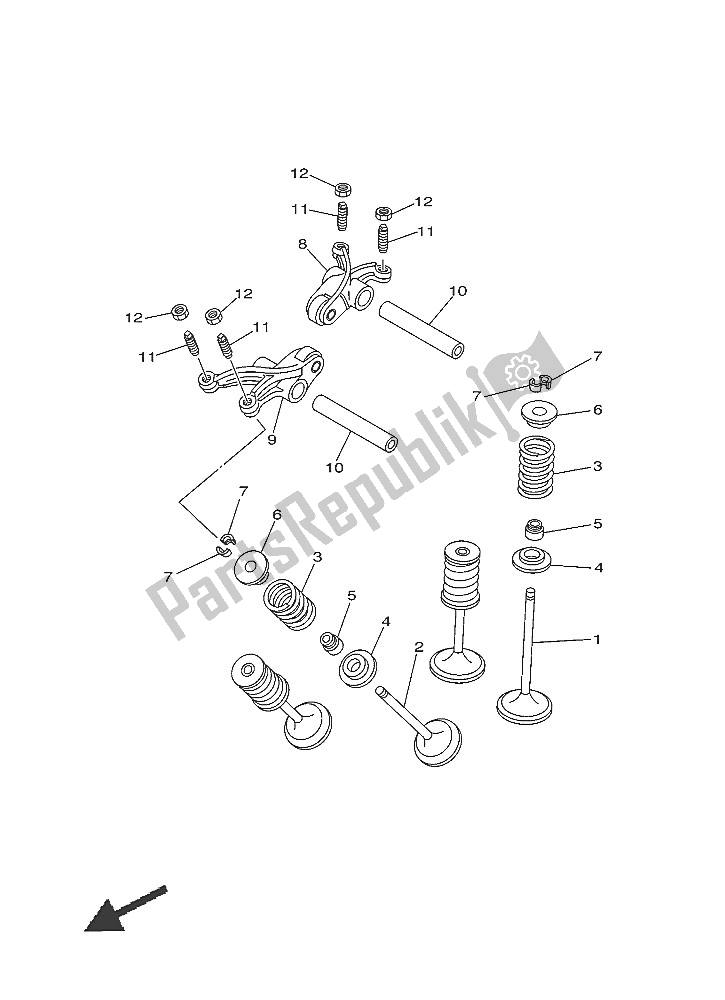 Todas as partes de Válvula do Yamaha YFM 700R 2016