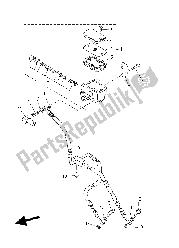 Todas las partes para Cilindro Maestro Delantero de Yamaha XVS 1300A 2007