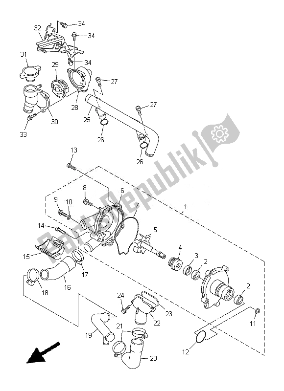 Tutte le parti per il Pompa Dell'acqua del Yamaha FJR 1300 AE 2014