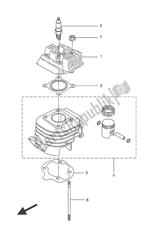 All parts for the Cylinder of the Yamaha CW 50 LN 2016