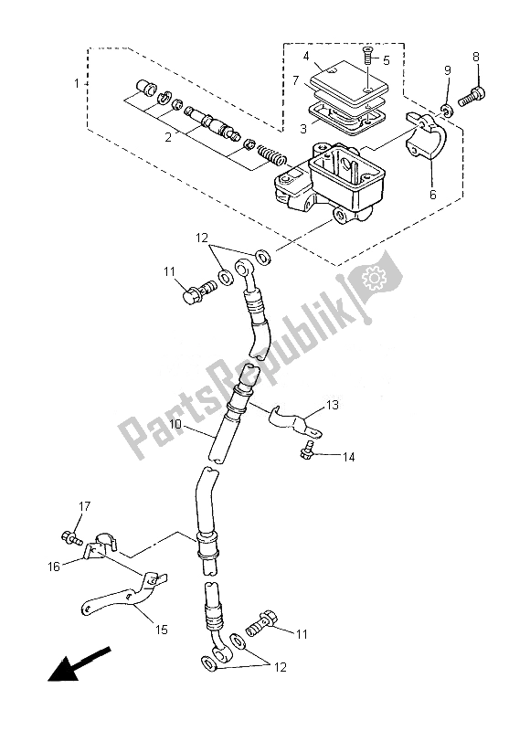 All parts for the Front Master Cylinder of the Yamaha SR 400 2014