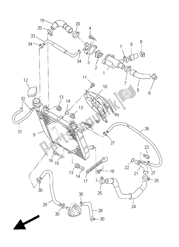 Alle onderdelen voor de Radiator Slang van de Yamaha YZF R1 1000 1998