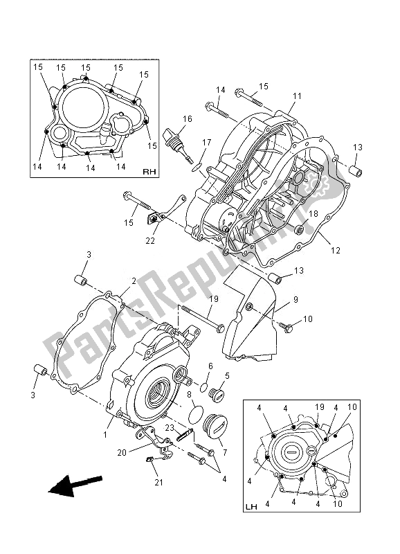 All parts for the Crankcase Cover 1 of the Yamaha YZF R 125 2010