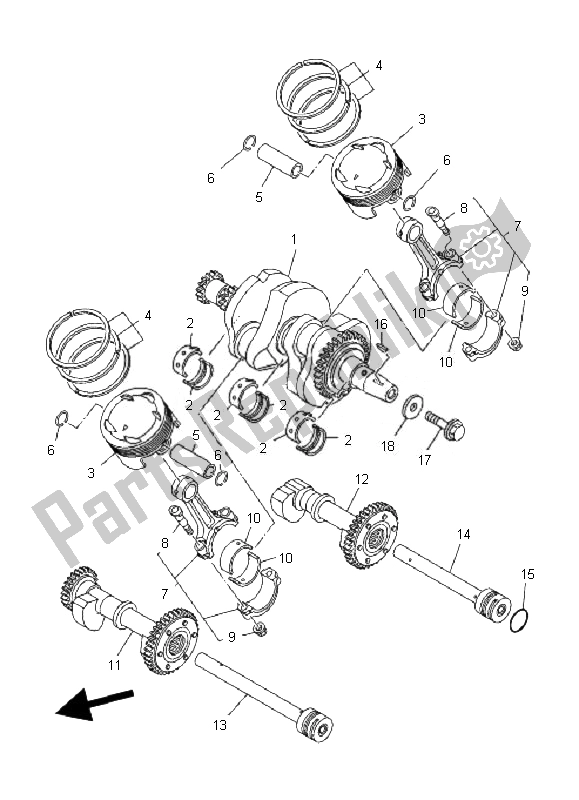 All parts for the Crankshaft & Piston of the Yamaha TDM 900A 2007