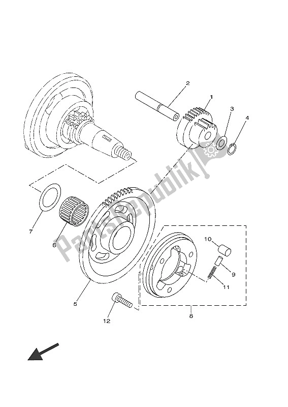 All parts for the Starter Clutch of the Yamaha MT 125A 2016