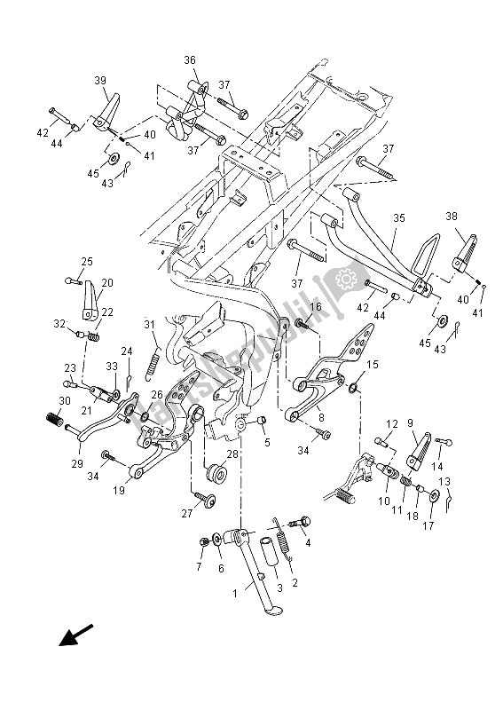 All parts for the Stand & Footrest of the Yamaha YZF R 125 2013