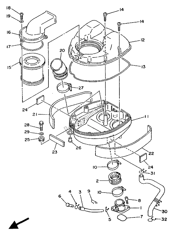 All parts for the Intake of the Yamaha TDM 850 1992