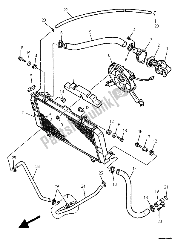 Toutes les pièces pour le Tuyau De Radiateur du Yamaha FZR 1000 1995