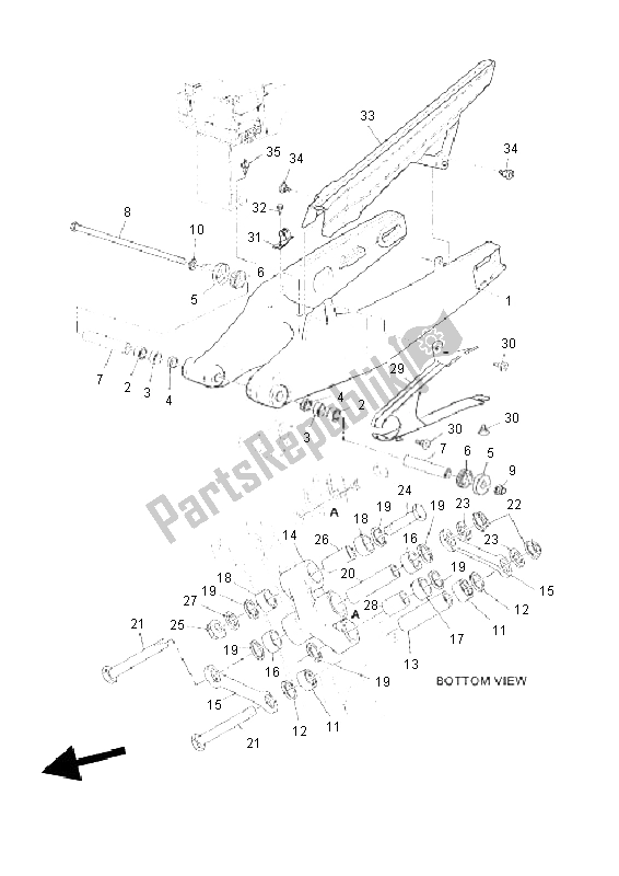 All parts for the Rear Arm of the Yamaha XT 660Z Tenere 2011