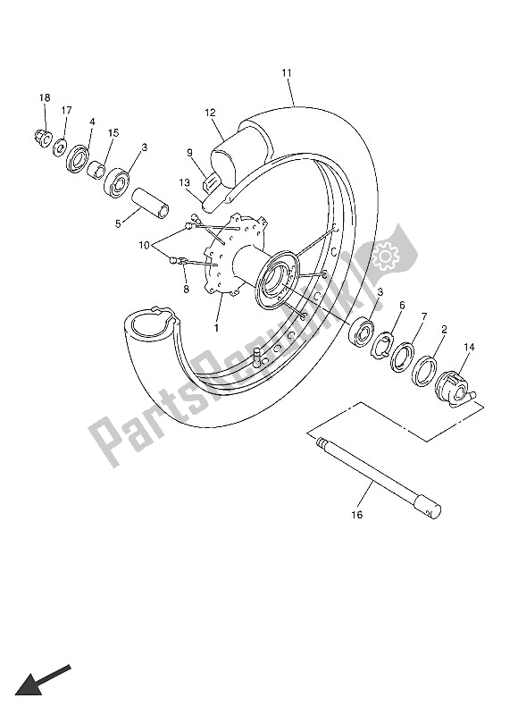 All parts for the Front Wheel of the Yamaha SR 400 2016