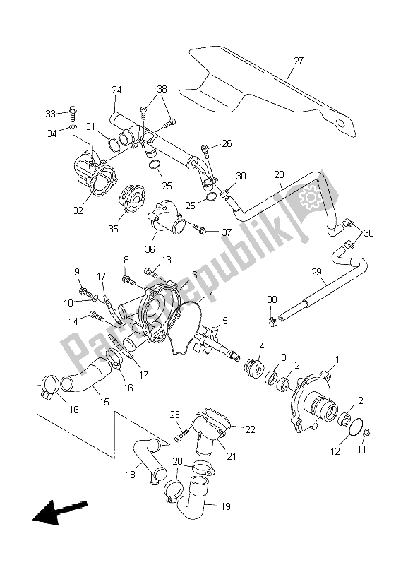 All parts for the Water Pump of the Yamaha FJR 1300A 2004