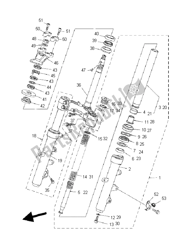 All parts for the Steering of the Yamaha YP 400A Majesty 2011