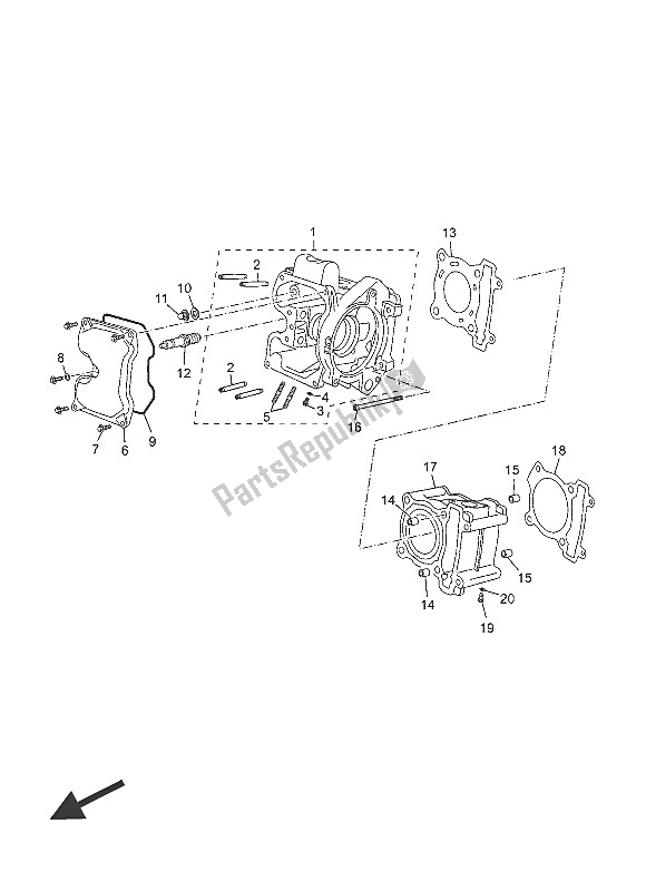 Todas as partes de Cilindro do Yamaha YP 125R 2016