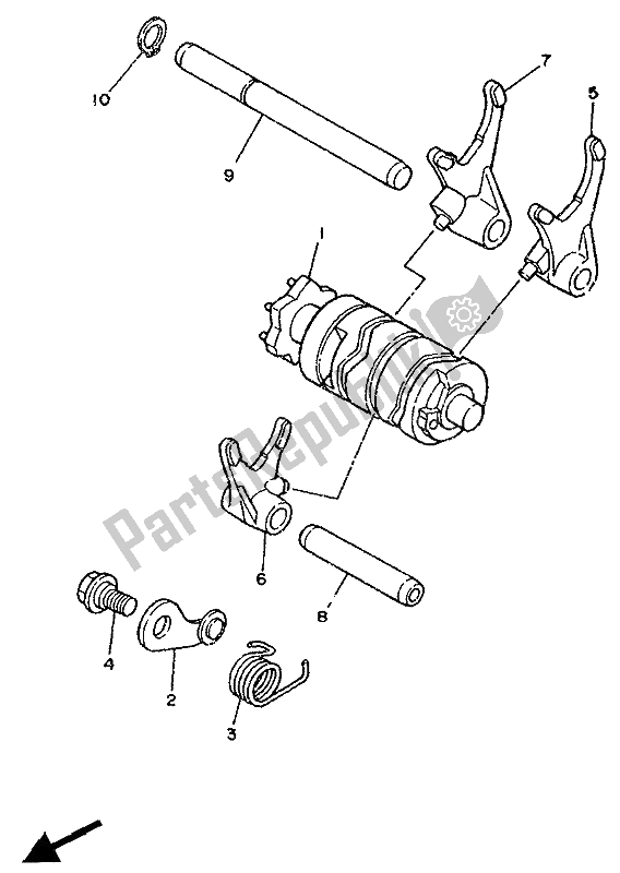 All parts for the Shift Cam & Fork of the Yamaha DT 125R 1994