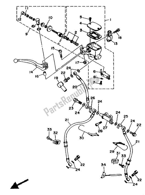 Tutte le parti per il Pompa Freno Anteriore del Yamaha TDM 850 1991