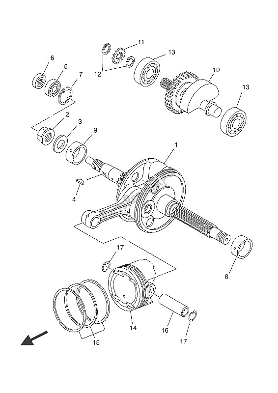 All parts for the Crankshaft & Piston of the Yamaha YP 400R 2016