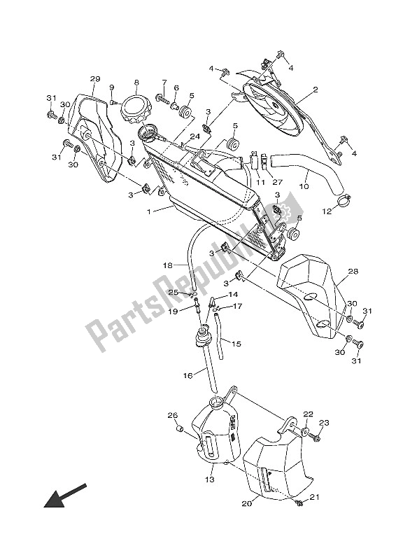 Alle onderdelen voor de Radiator Slang van de Yamaha MT-07 700 2016