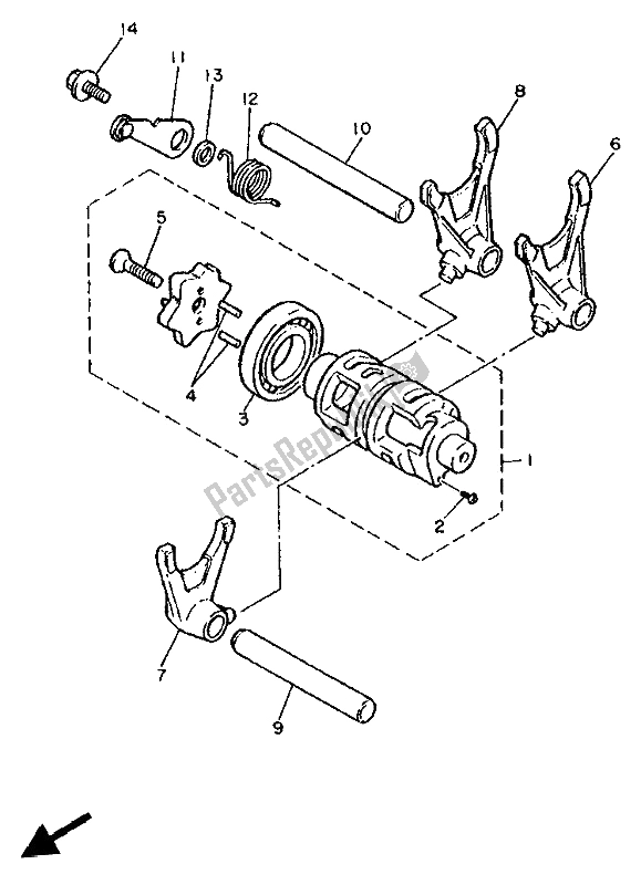 Wszystkie części do Krzywka Zmiany Biegów I Widelec Yamaha XT 600K 1992