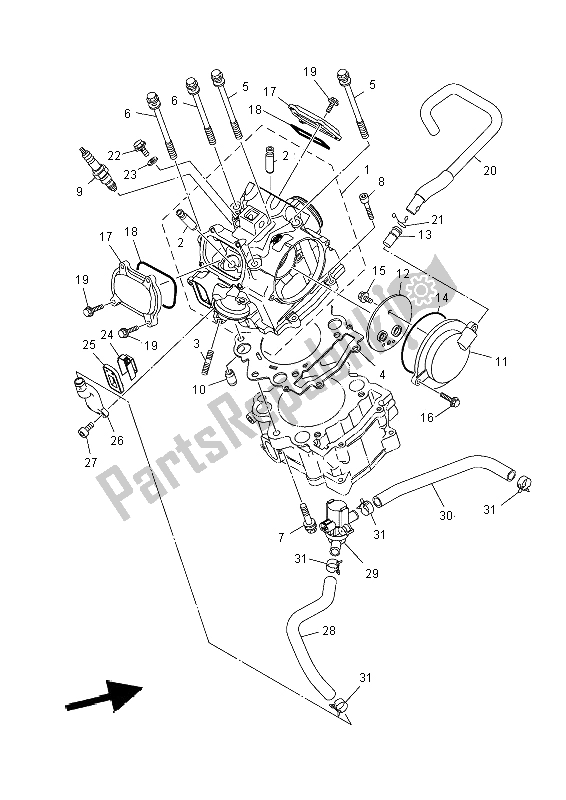 Alle onderdelen voor de Cilinderkop van de Yamaha YXM 700E 2014