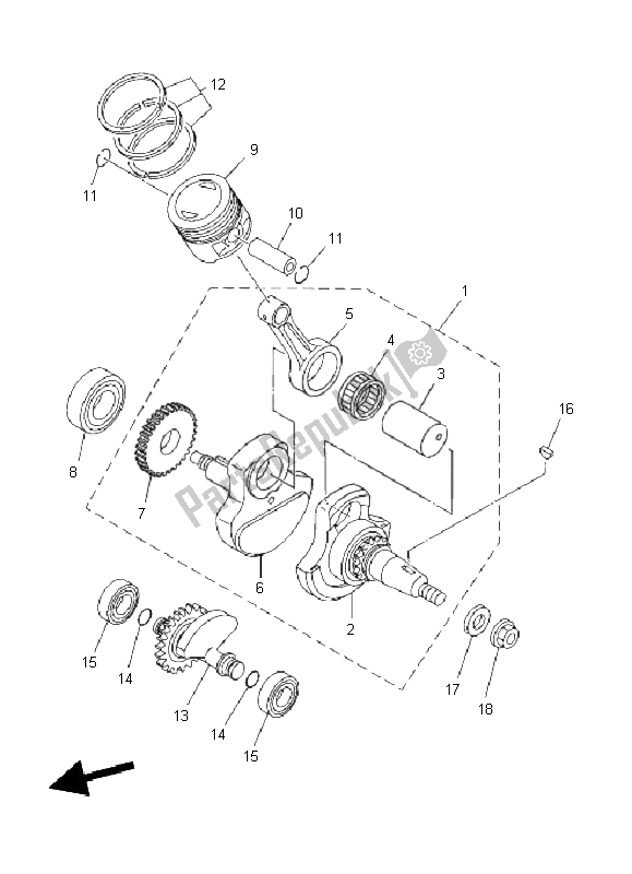 All parts for the Crankshaft & Piston of the Yamaha TT R 125E SW LW 2011