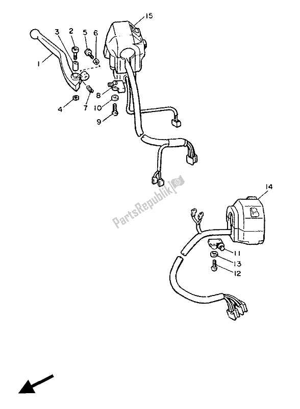 All parts for the Handle Switch & Lever of the Yamaha V MAX 12 1200 1992