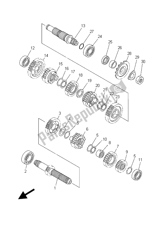 All parts for the Transmission of the Yamaha YZ 250 2003