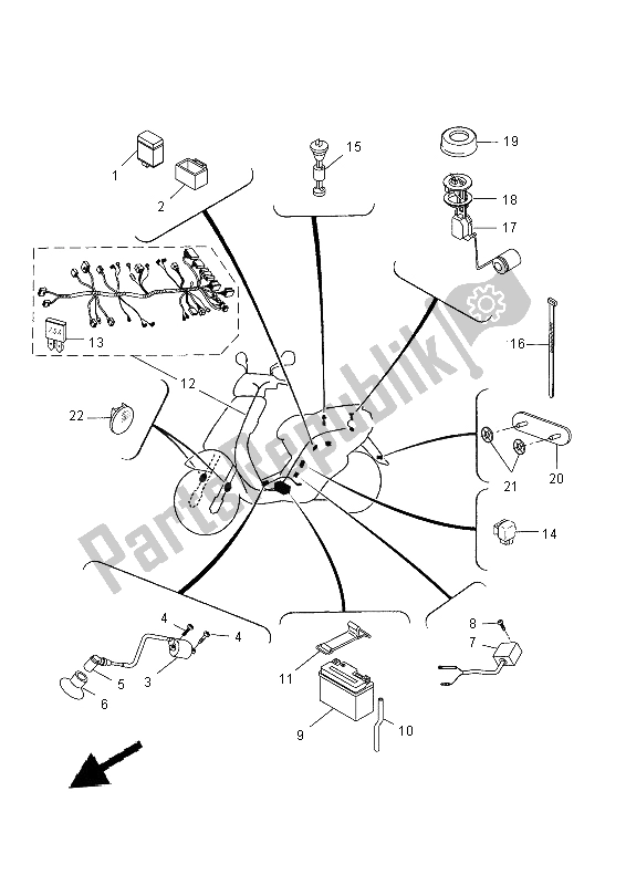 All parts for the Electrical 2 of the Yamaha YN 50 2014