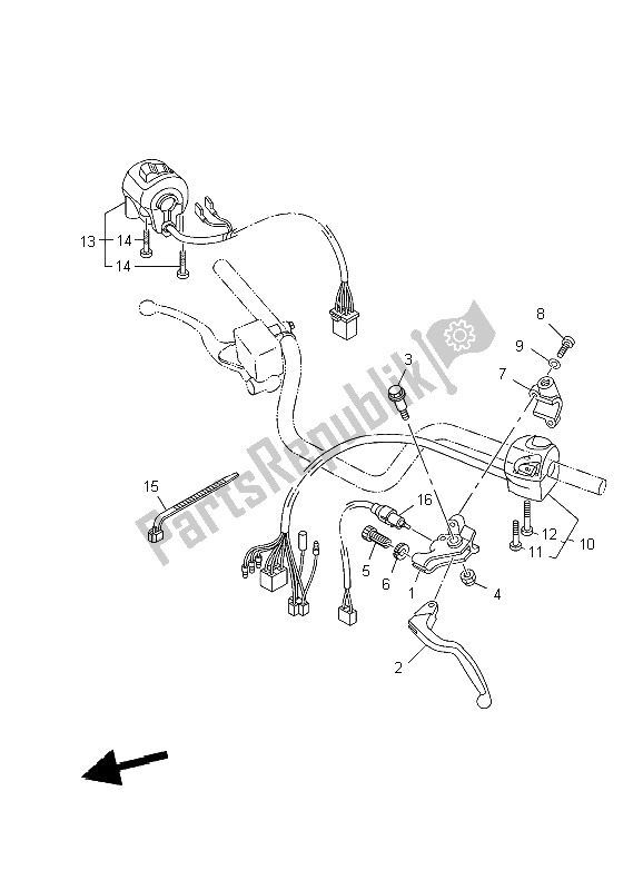 All parts for the Handle Switch & Lever of the Yamaha YBR 250 2009