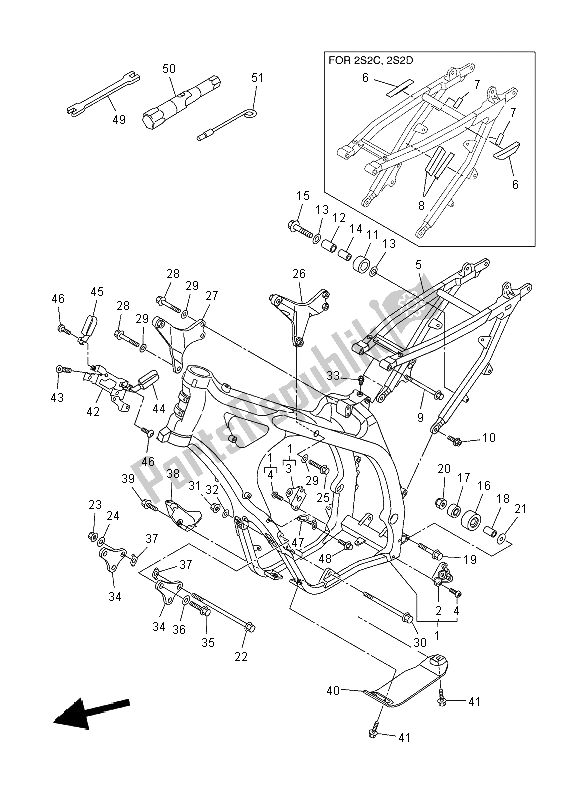 All parts for the Frame of the Yamaha YZ 450F 2008