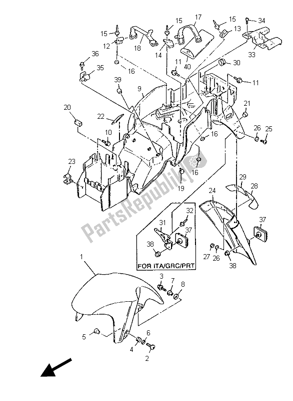 Toutes les pièces pour le Aile du Yamaha YZF 750R 1996