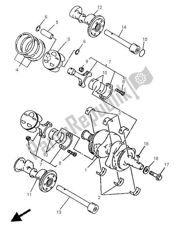 All parts for the Crankshaft & Piston of the Yamaha TRX 850 1997